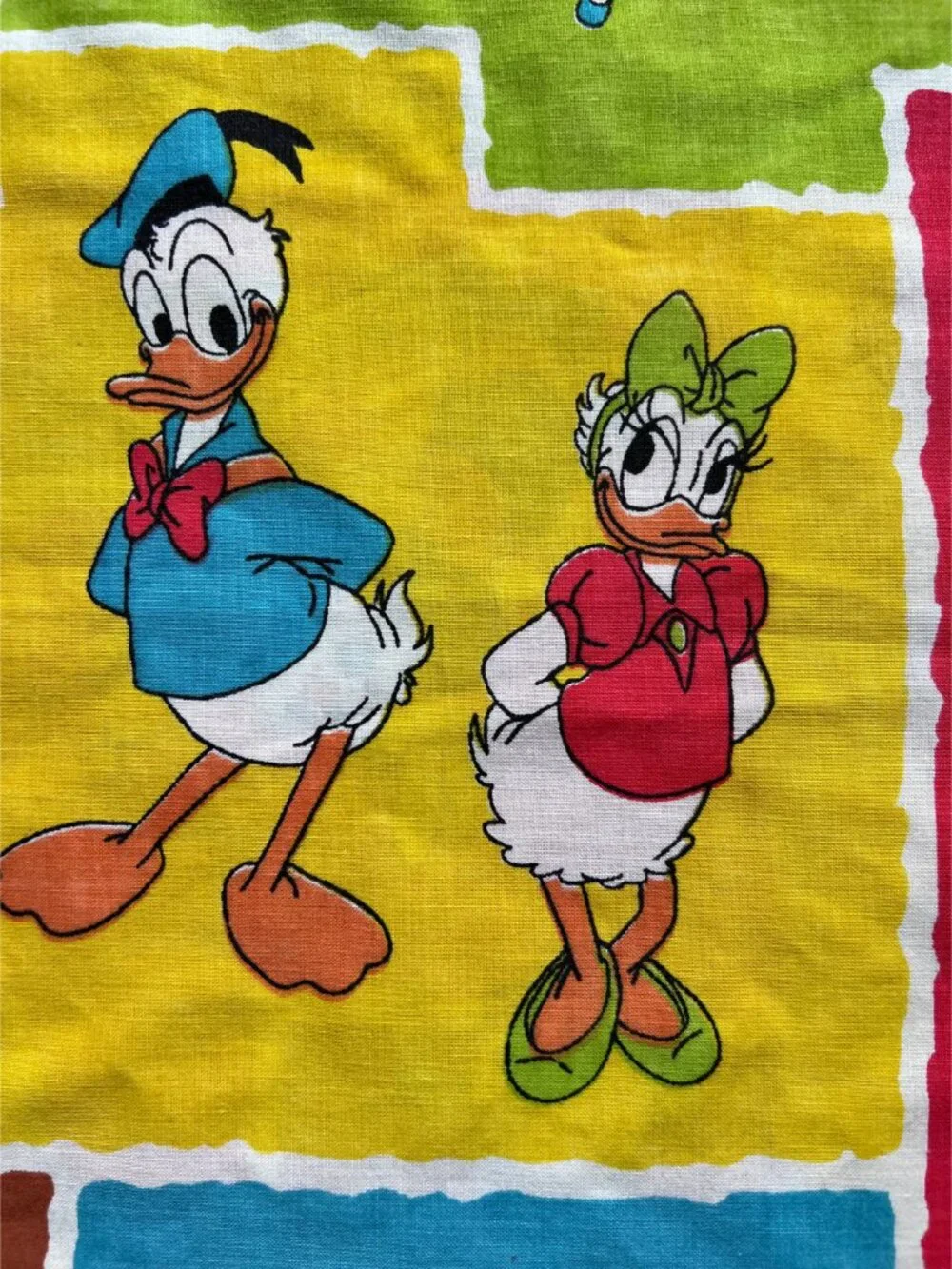 Vintage Disney Pillowcase featuring Alice, Robin Hood, Mickey, Donald, Bambi, Ch